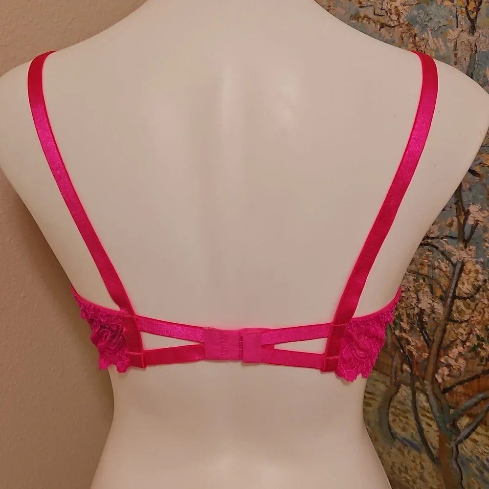 38D Smart & Sexy Lace Bra Set - Pink and Yellow Pushup Underwire - Picture 8 of 9